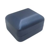 Blue Leatherette Dual Jewelry Ring Box, Holds 1 to 2 Rings