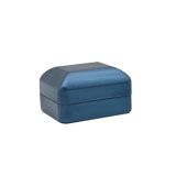 Blue Leatherette Dual Jewelry Ring Box, Holds 1 to 2 Rings