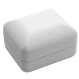 White Leatherette Dual Jewelry Ring Box, Holds 1 to 2 Rings