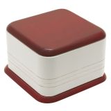 Red Rosewood and White Leatherette Jewelry Earring Boxes