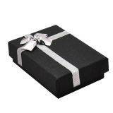 Black Paper Silver Bow-Tie Jewelry Pendant and Ring Combination Boxes