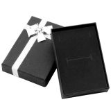 Black Paper Silver Bow-Tie Jewelry Pendant and Ring Combination Boxes