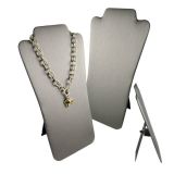Steel Grey Leatherette Jewelry Necklace Display Easel, 14