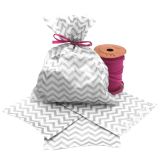 Silver and White Chevron Gift Shopping Bags, 100 Per Pack, 8-1/2
