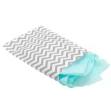 Silver and White Chevron Gift Shopping Bags, 100 Per Pack, 8-1/2