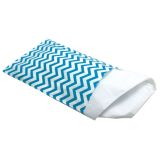 Blue and White Chevron Gift Shopping Bags, 100 Per Pack, 4