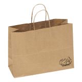 Brown Kraft Paper Gift Shopping Bag with Handle, 15-3/4
