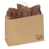 Brown Kraft Paper Gift Shopping Bag with Handle, 15-3/4