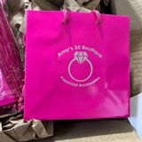 Glossy Hot Pink Euro Tote Gift Shopping Bags, 6-1/2