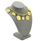 Grey Linen Jewelry Necklace Display Bust, 6-1/4