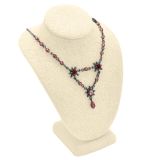 Beige Linen Jewelry Necklace Bust, 7-1/2