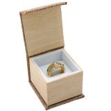 Brown Burlap and Faux Natural Wood Jewelry Ring Boxes