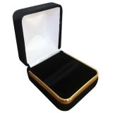 Black Velvet Jewelry Ring Gift Packaging Boxes with Gold Trim