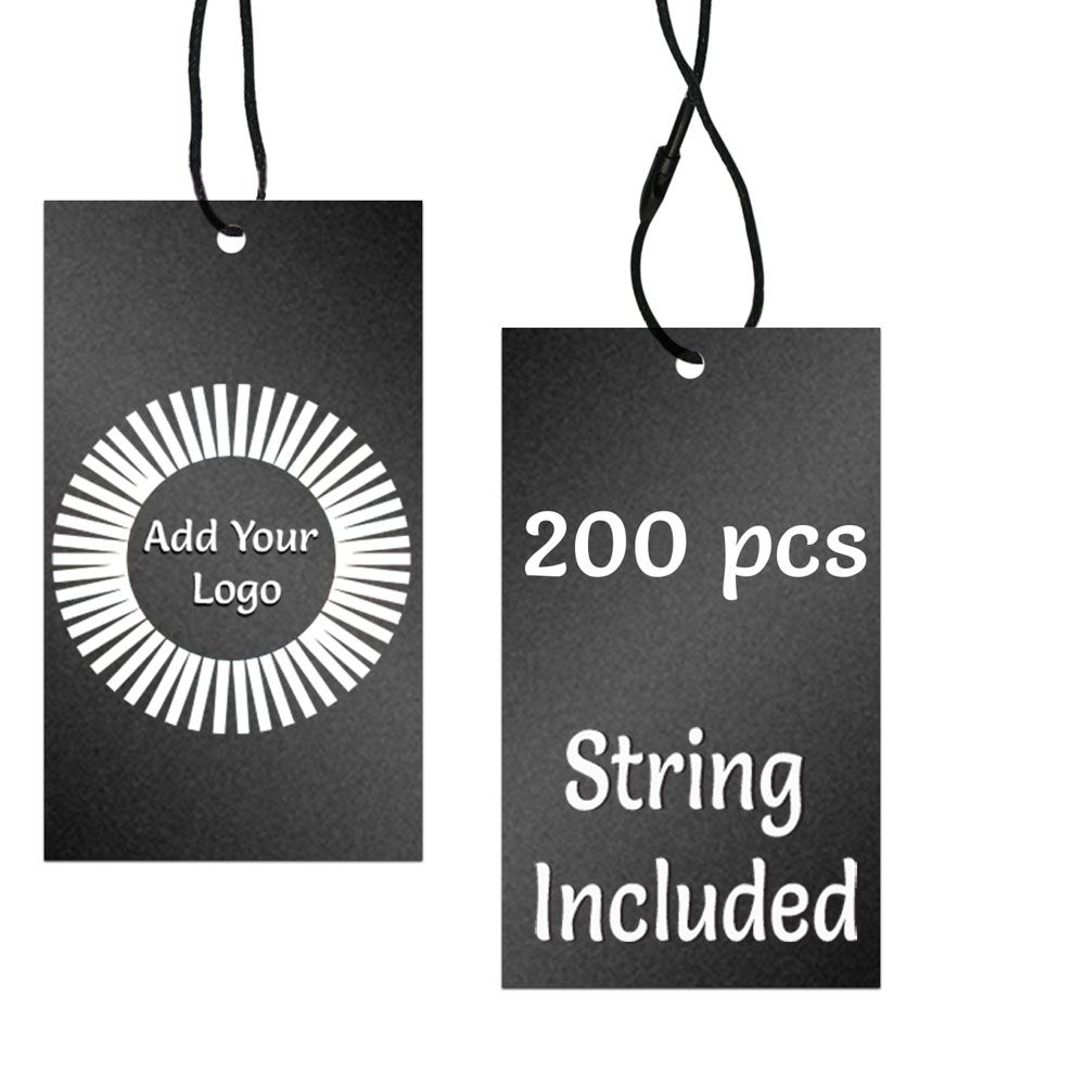 Shimmer Black Custom Printed Hanging Hole Clothing Shopping Tags