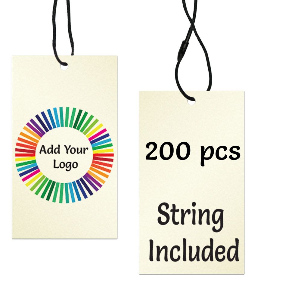 Shimmer White Gold Custom Printed Hanging Hole Clothing Shopping Tags,