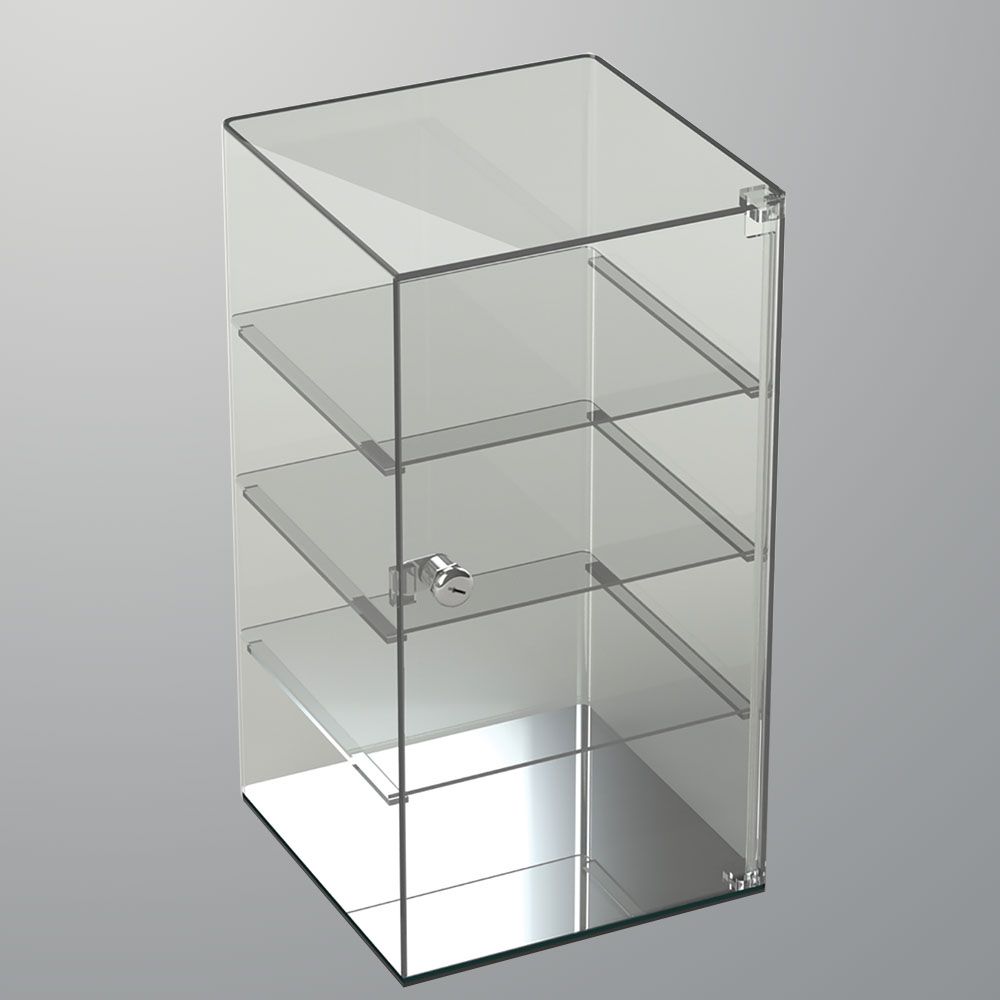 Clear Acrylic Rotating Display Case with 3 shelves