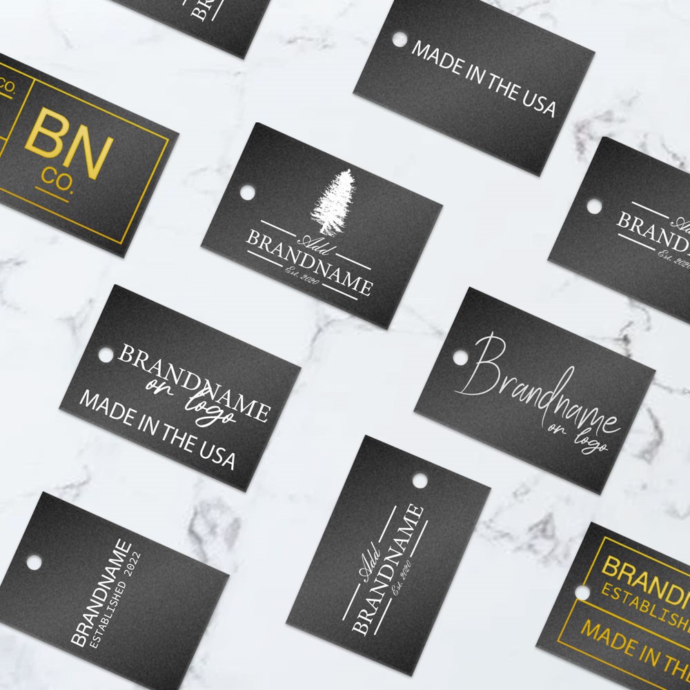 Shimmer Black Custom Hang Tag Square - 1-1/4