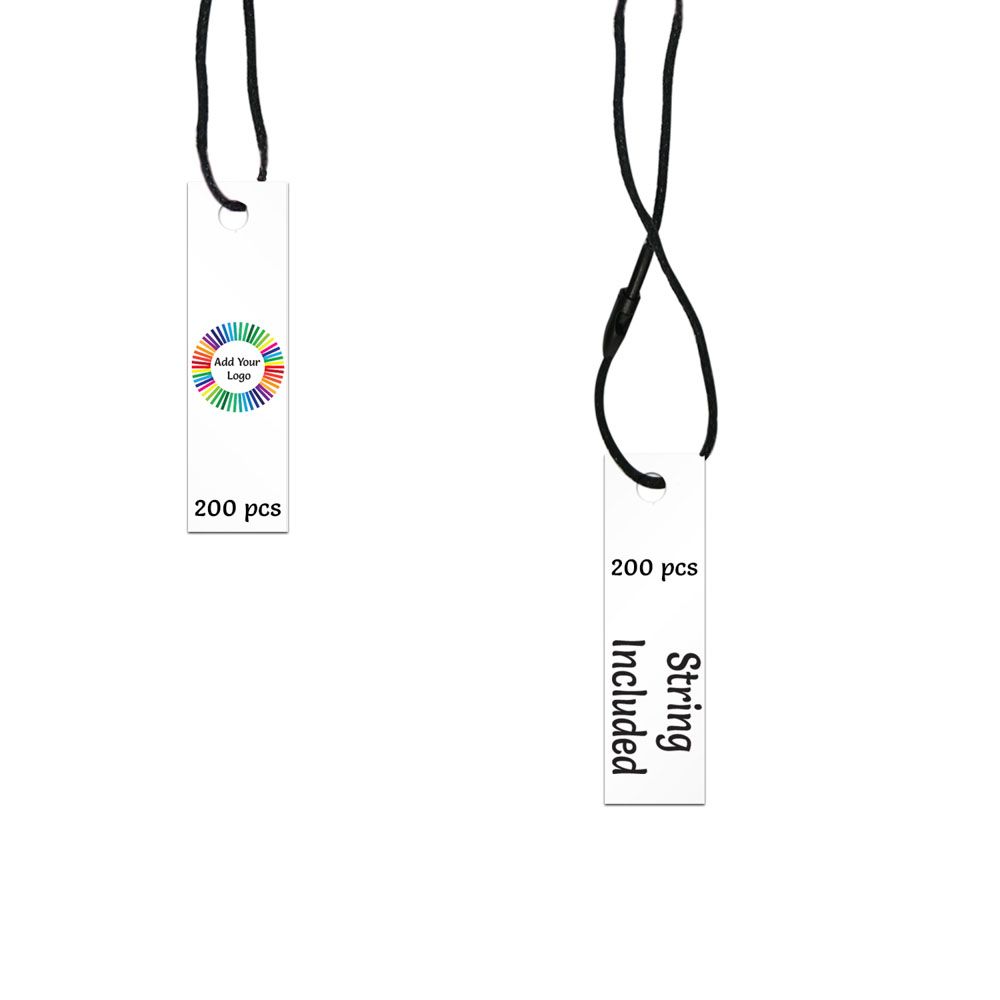 Matte White Custom Hang Tag-Rectangle - 1-3/4