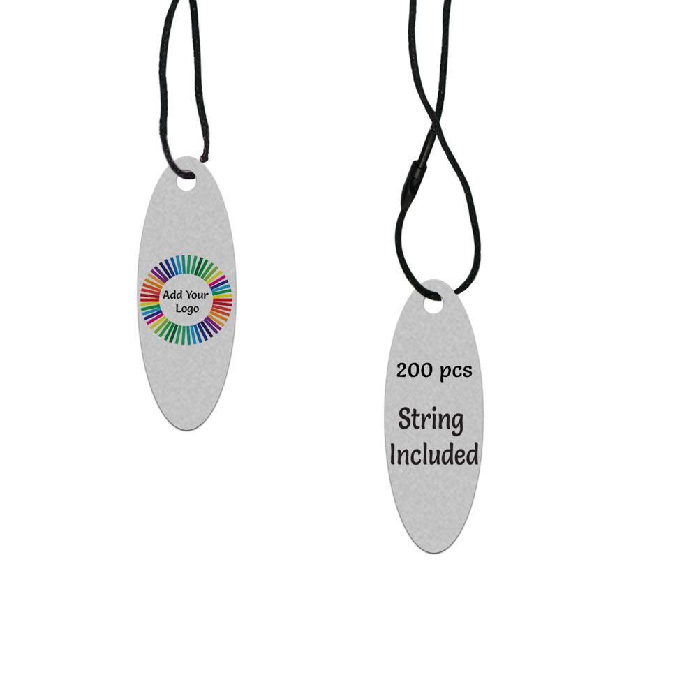 Smoke Grey Custom Hang Tag- Oval - 1-3/4