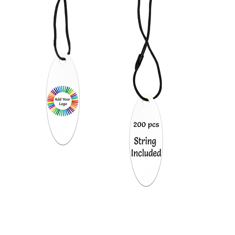 Matte White Custom Hang Tag- Oval - 1-3/4