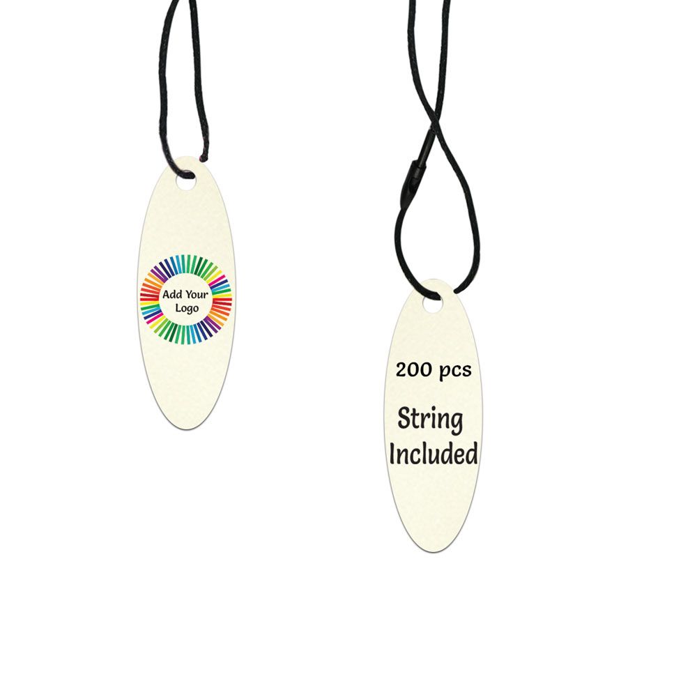 Shimmer White Gold Custom Hang Tag- Oval - 1-3/4