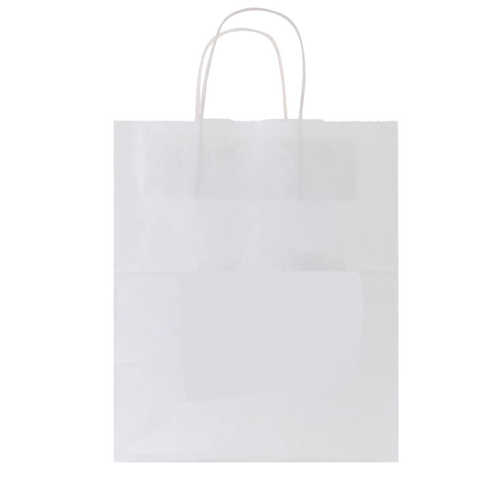 Personalized White Kraft Shopping Bags With Handles