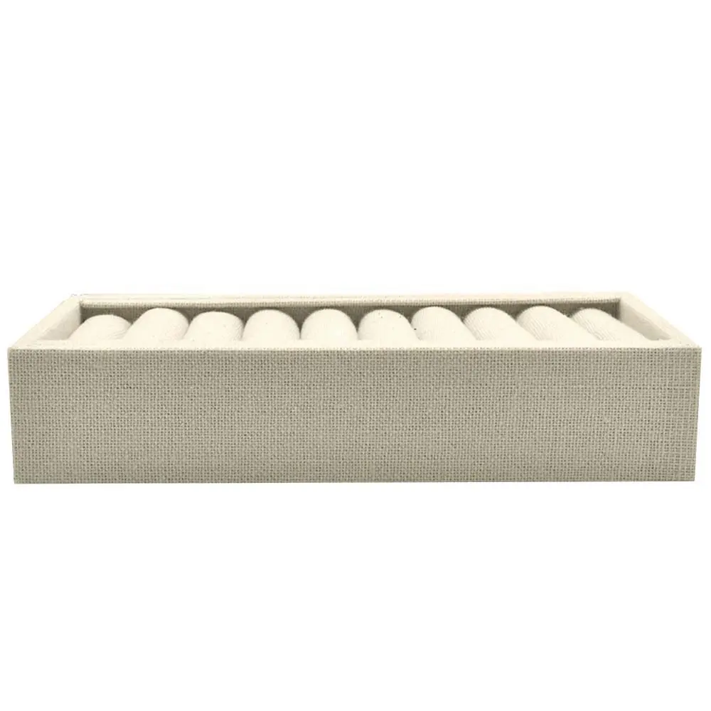 Tan Linen 9 Slot Jewelry Bangle Display Tray