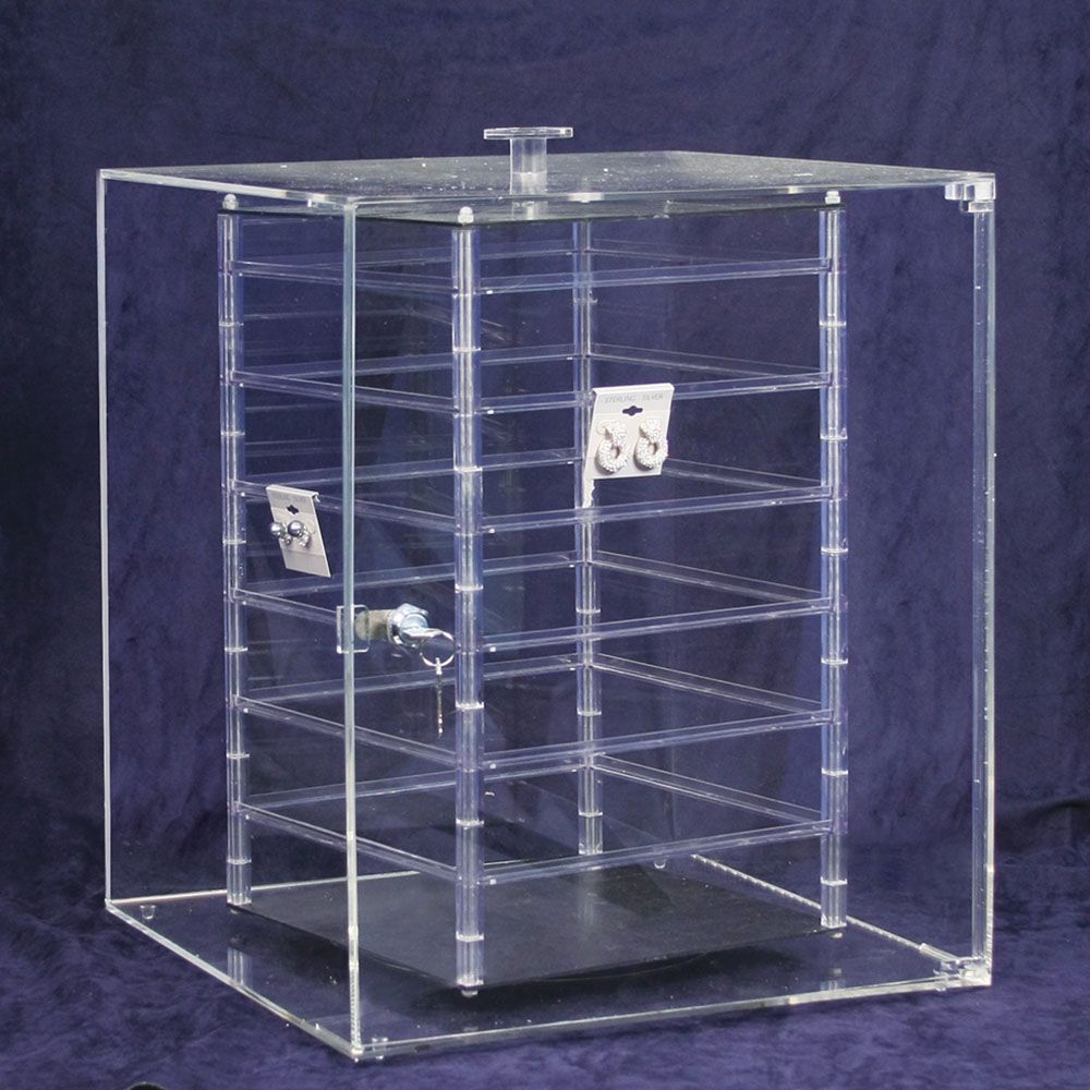 Large Clear Acrylic Rotating Jewelry Earring Card Display