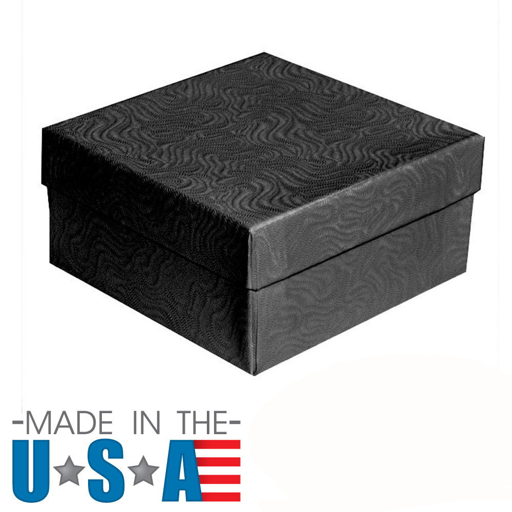 Premium Swirl Black Cotton Filled Jewelry Gift Boxes #34