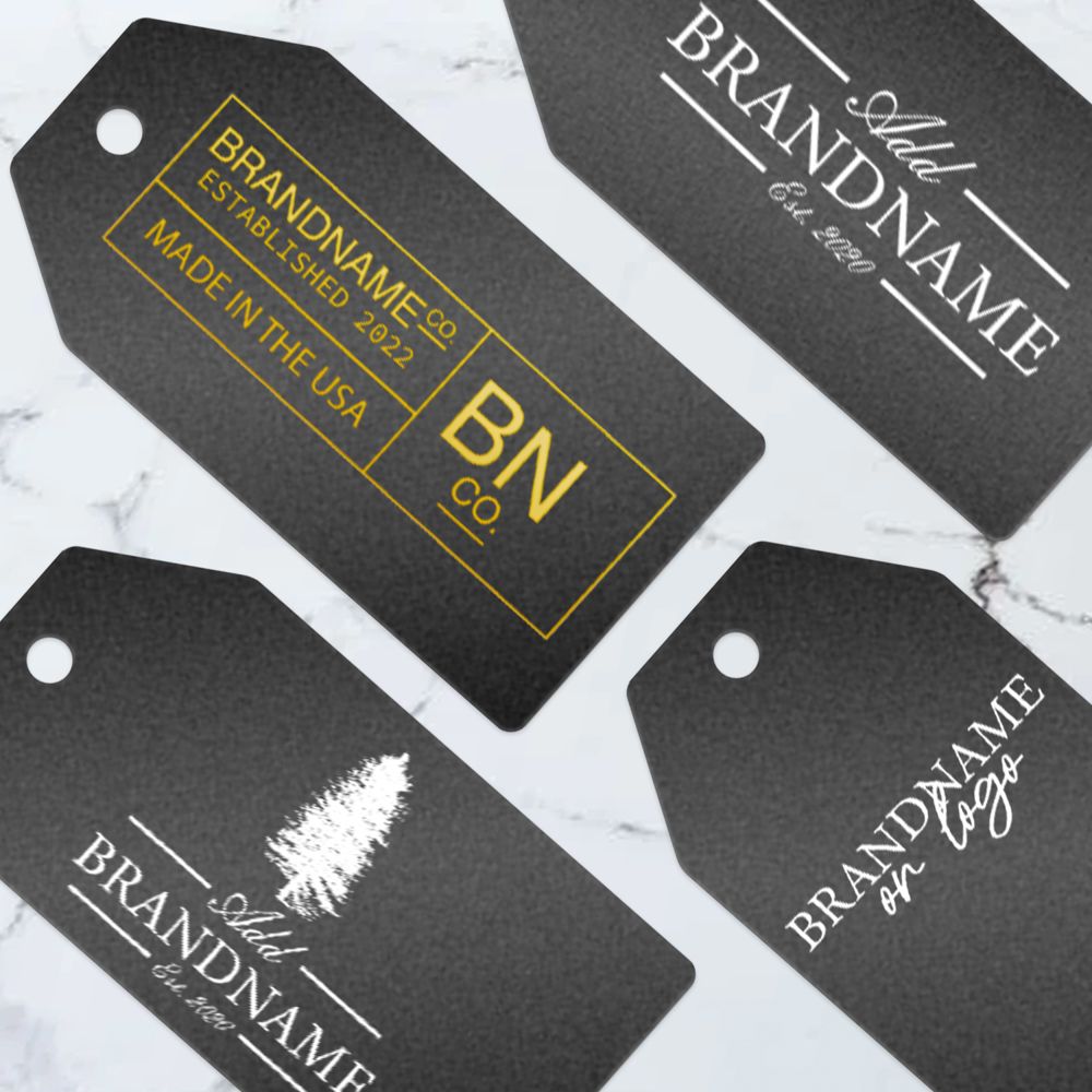 Shimmer Black Custom Hang Tag Square - 1-1/2