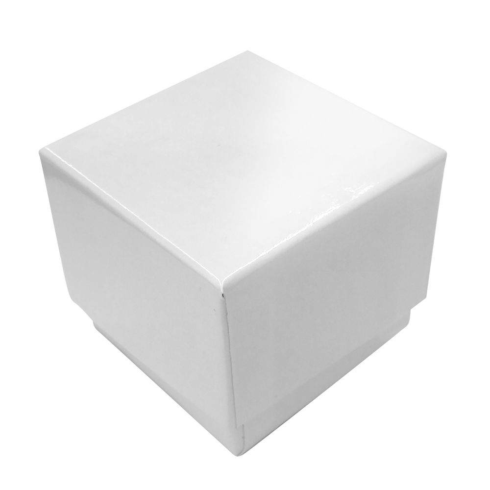 Glossy White Paper Jewelry Ring Boxes 