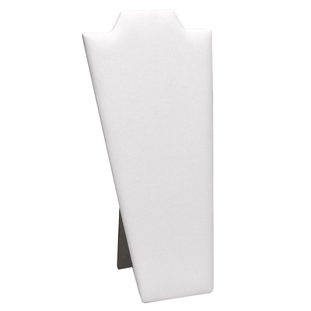 White Leatherette Jewelry Necklace Display Easel, 8-7/8