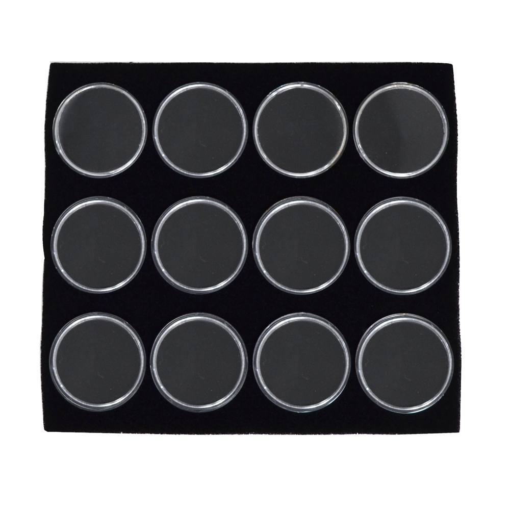 Half Size Black Foam 12 Acrylic Jar Gemstone Tray Liner