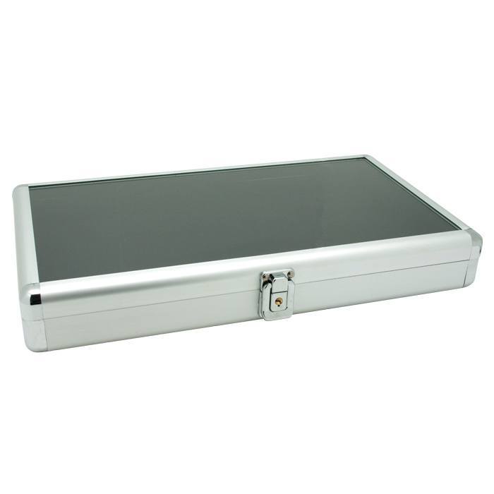 Aluminum Tray with Glass Lid Silver Finish
