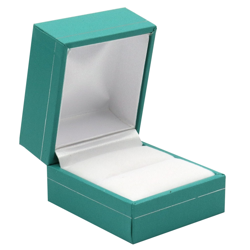 Teal Leatherette Jewelry Ring Gift Boxes