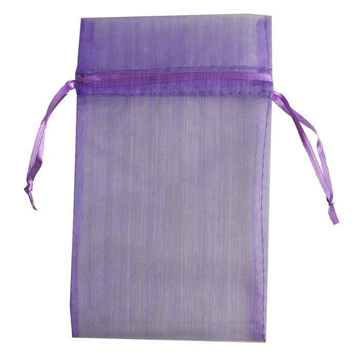 Purple Organza Drawstring Gift Pouches, 4