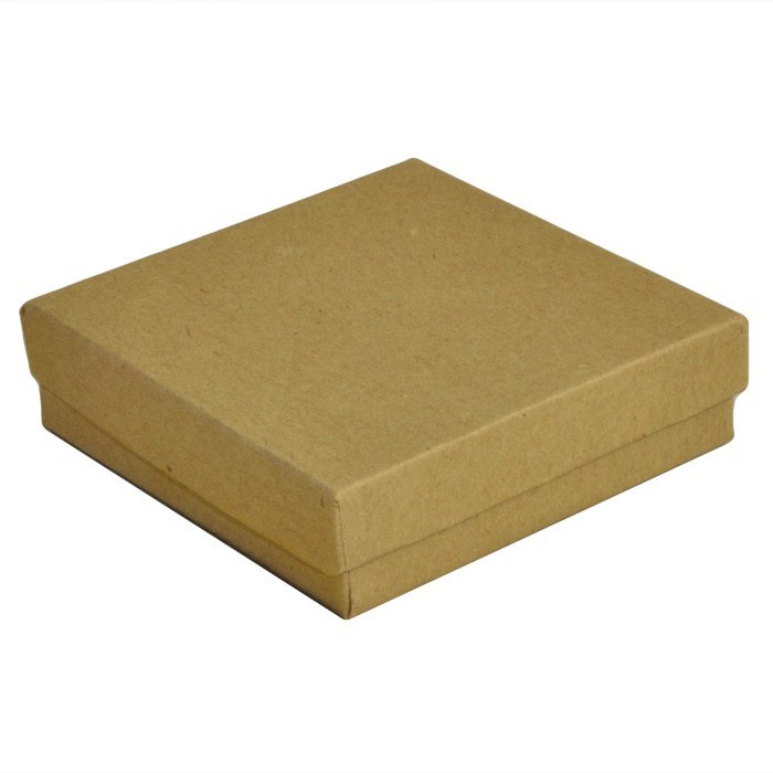 Brown Kraft Paper Cotton Filled Jewelry Square Gift Boxes #33