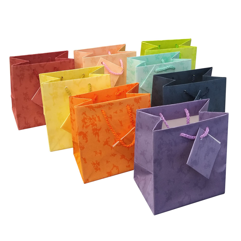 Assorted Color Paper Tote Gift Shopping Bags, 4