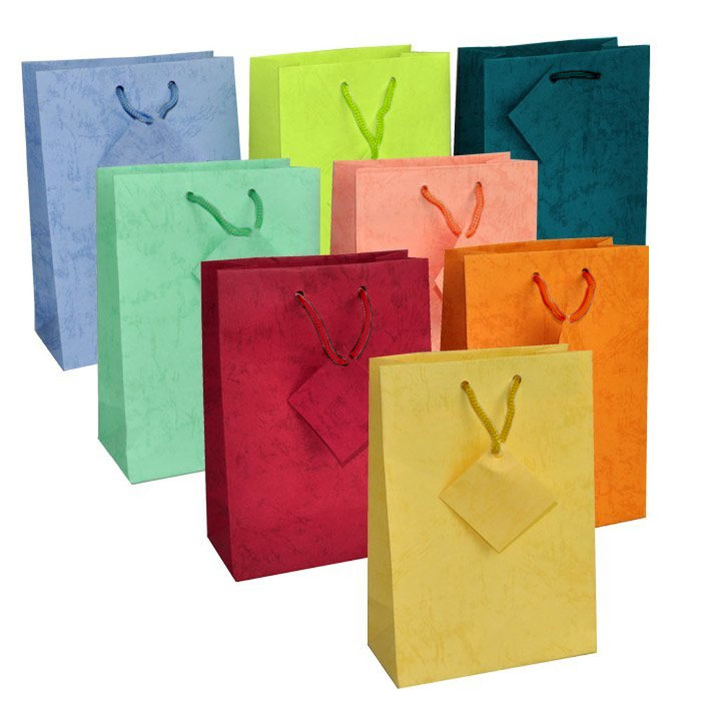 Assorted Color Paper Tote Gift Shopping Bags, 4-3/4