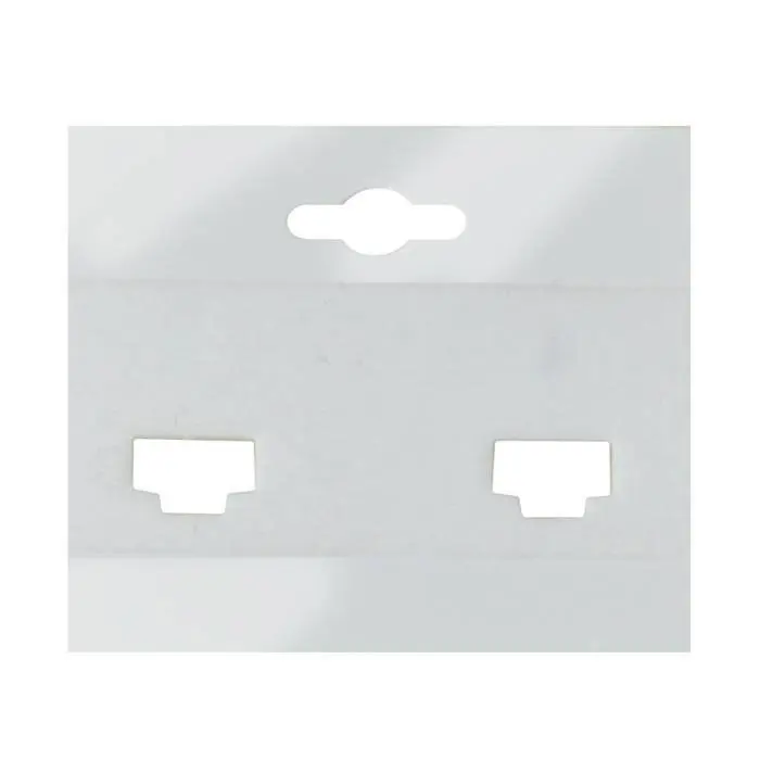 Earring card, PVC plastic, opaque white, 2x2 inch square. Sold per pkg of  100. - Fire Mountain Gems and Beads