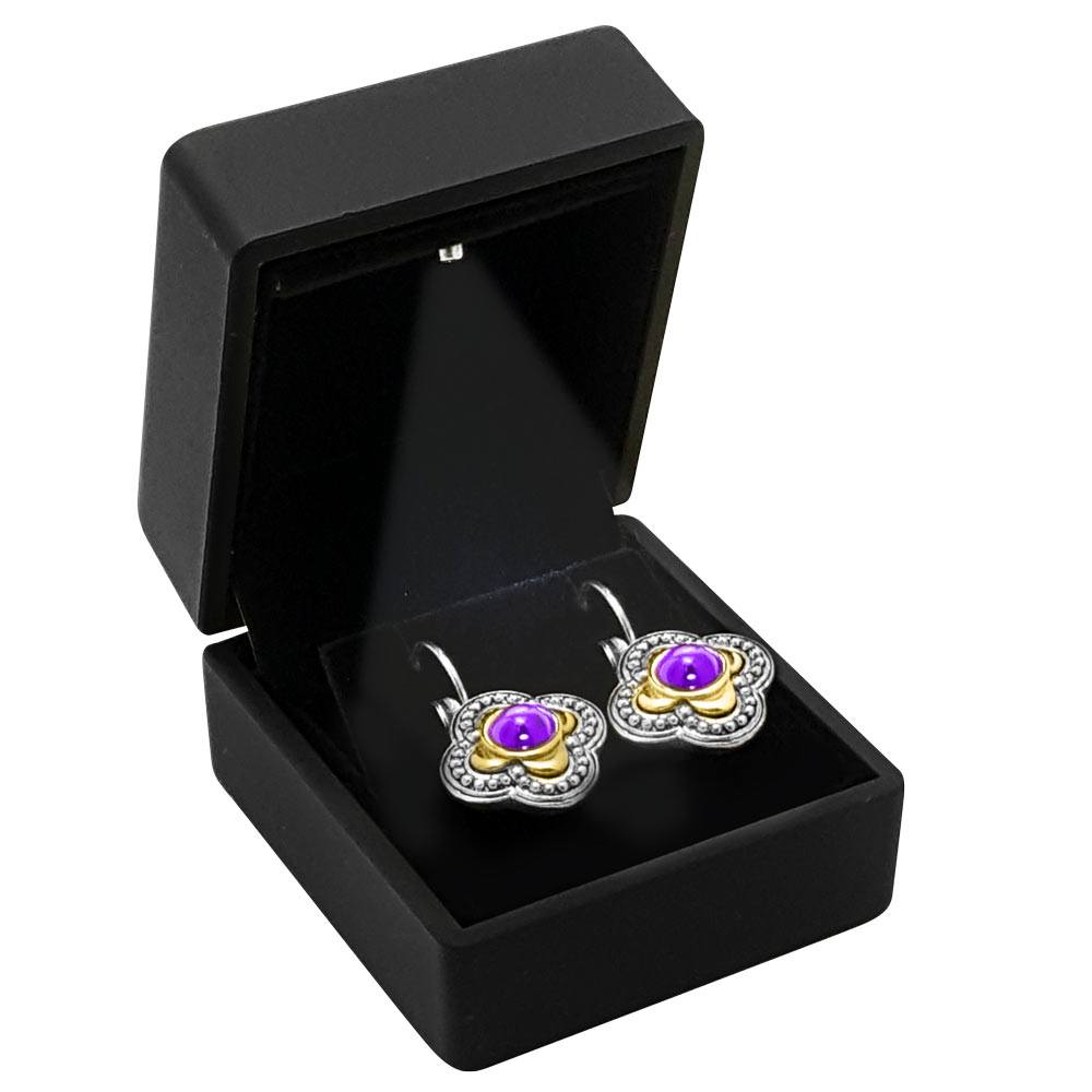 Black Soft Touch Lighted Earring Box