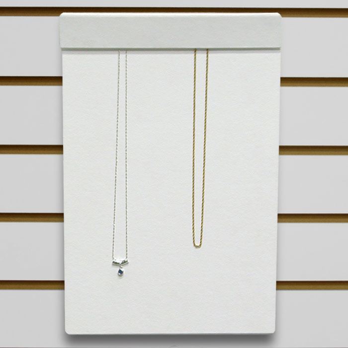 White Leatherette Slat Wall 18 Hook Chain and Necklace Display Board 