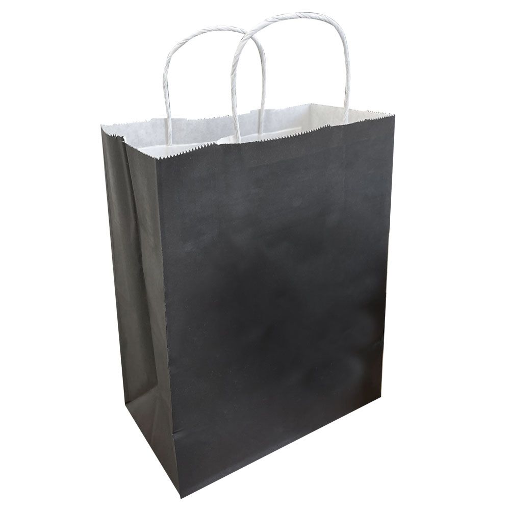 Black Kraft Paper Gift Shopping Bag with Handle, 8.5