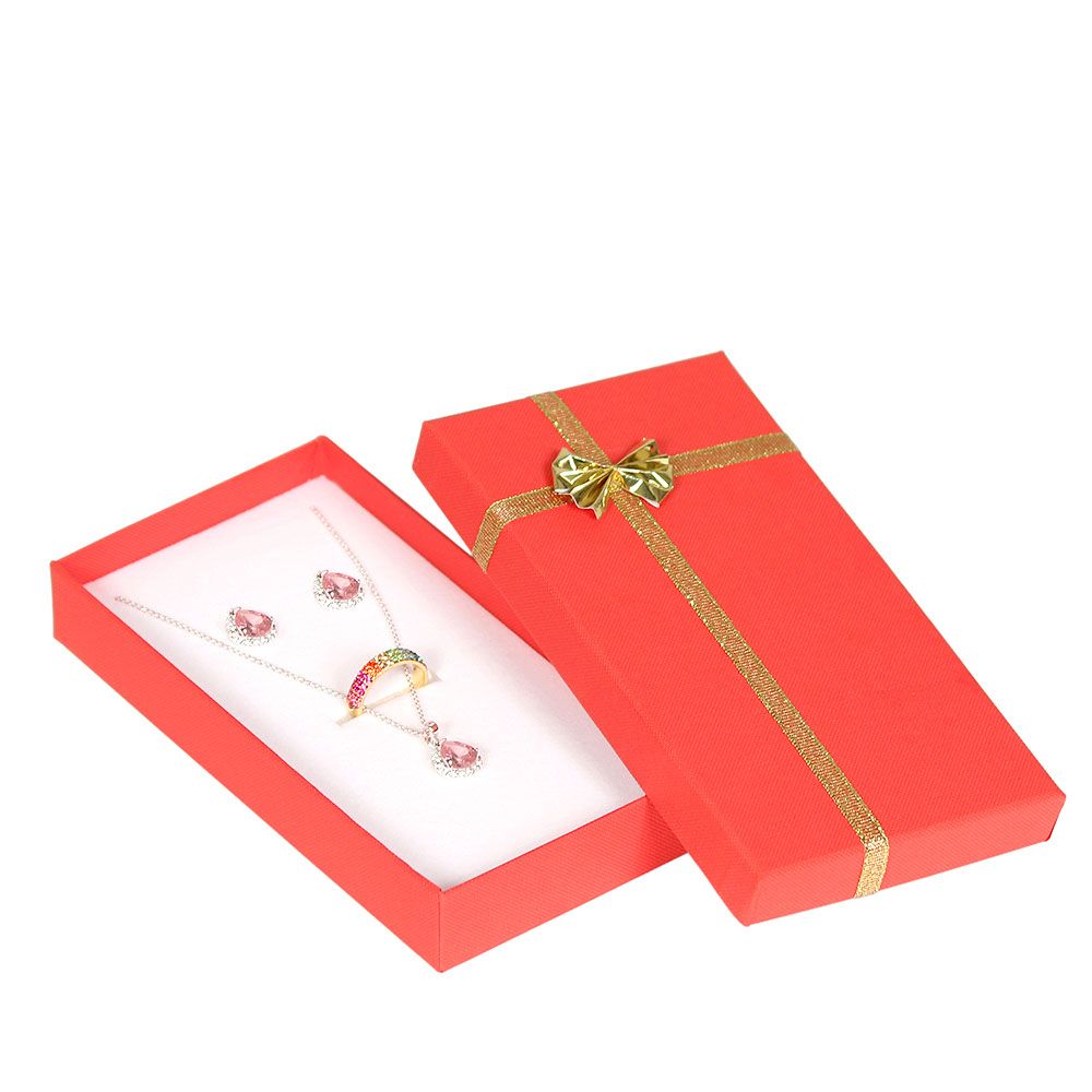 Red Linen Bow Tie Jewelry Combination Gift Packaging Boxes