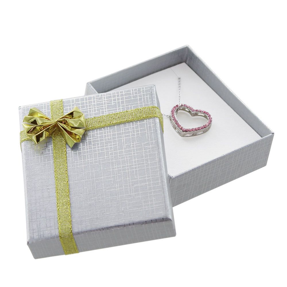 Silver Linen Bow Tie Jewelry Pendant or Earring Gift Packaging Boxes