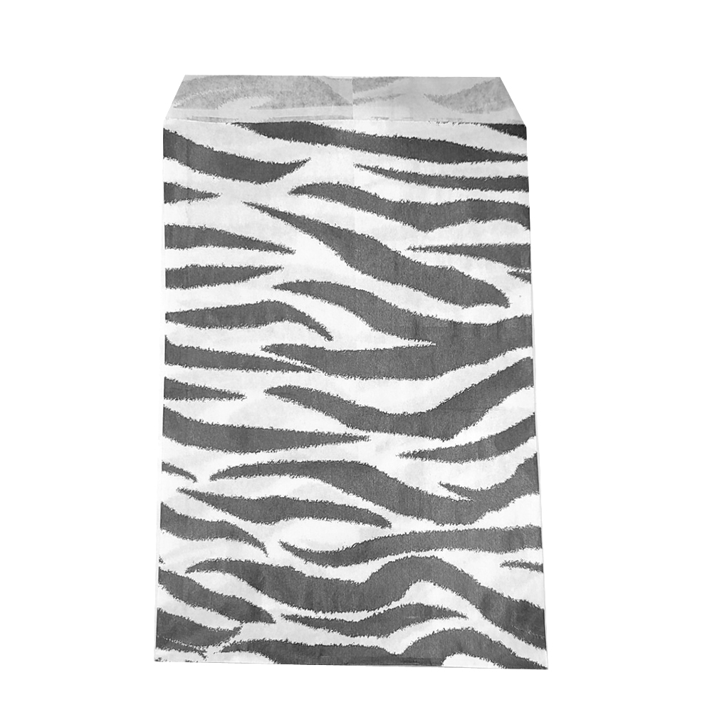 Zebra Paper Gift Shopping Bags, 100 Per Pack, 5