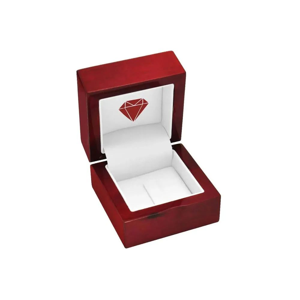 Red Rosewood Jewelry Ring with Clip Gift Packaging Boxes