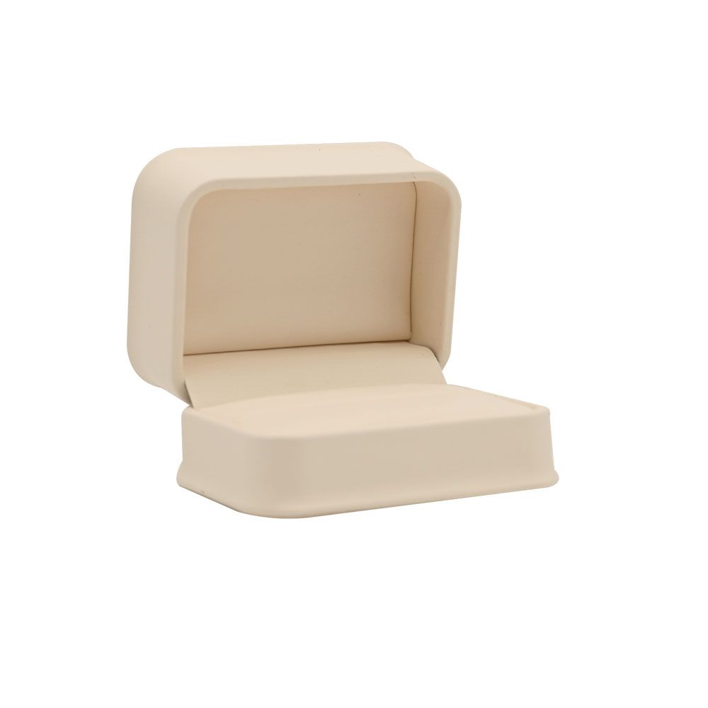 Cream Leatherette Dual Ring Jewelry Packaging Boxes