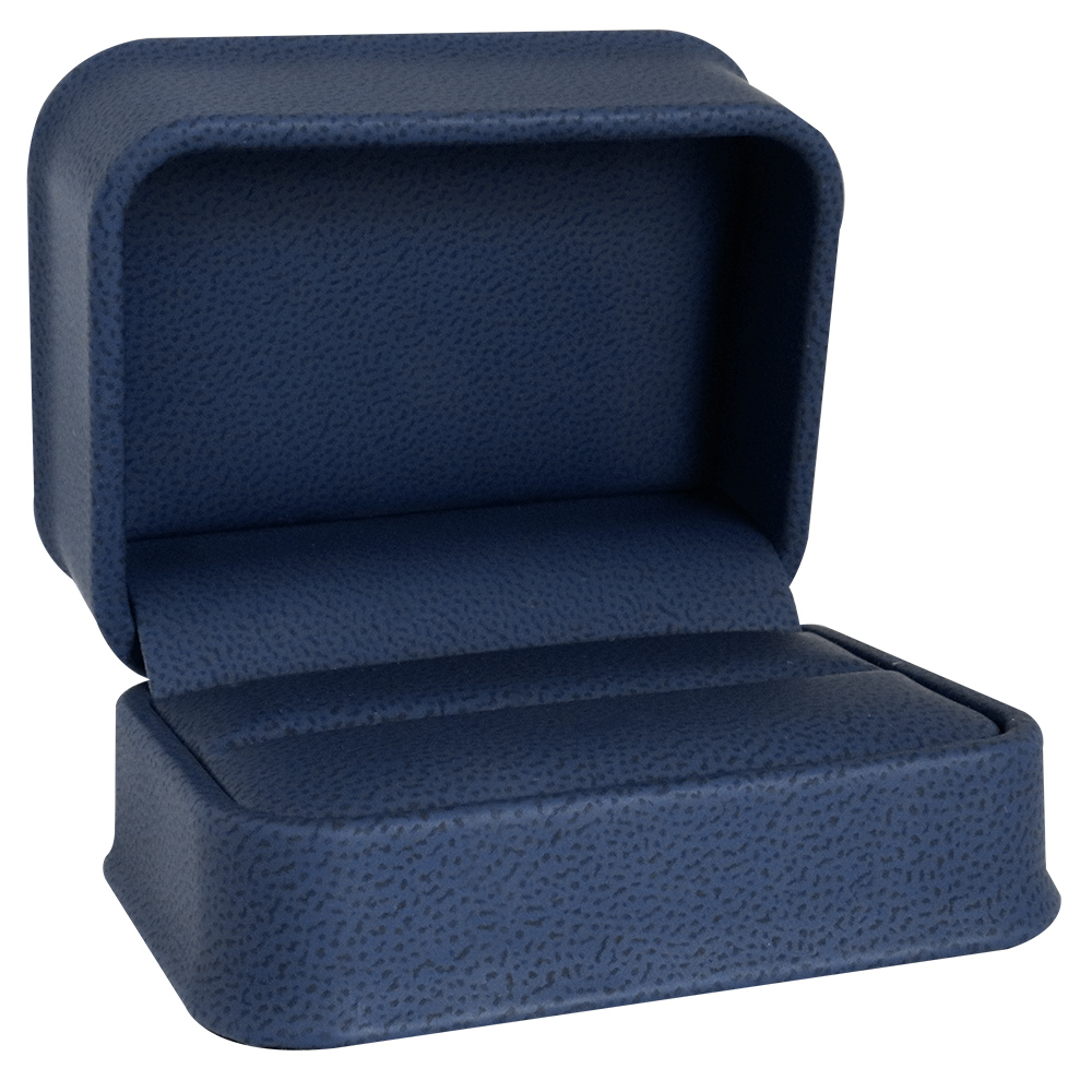 Navy Blue Leatherette Dual Jewelry Ring Gift Boxes
