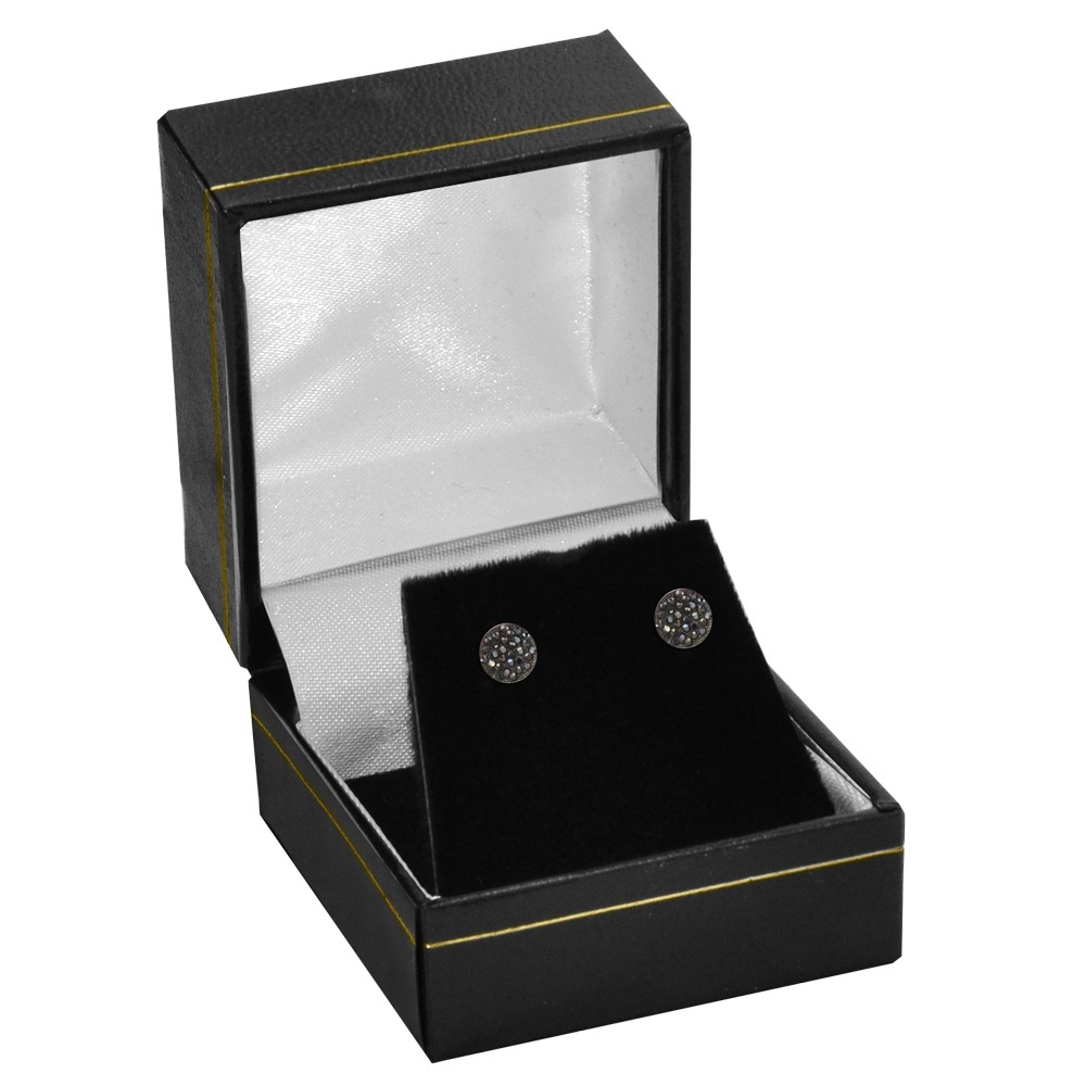 Black Leatherette, Gold Trim, Jewelry Earring Box